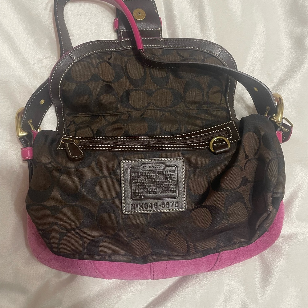 Vintage Y2K Coach Signature Sufflette Handbag SoHo Pink Suede K04S-5675 - Picture 6 of 10